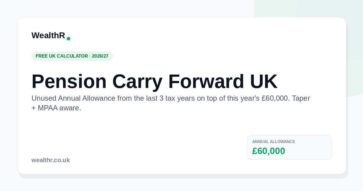 Pension Carry Forward Calculator UK 2026/27 — Free Tool